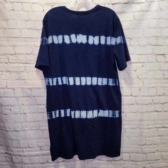 The Drop T-Shirt Dress Womens Small Blue Tie-Dye Beach Cover Up Crew Neck - Picture 2 of 10